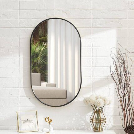 Metal Frame Oval Bathroom Mirror