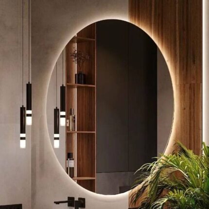 Round Frameless Mirror With Lighting